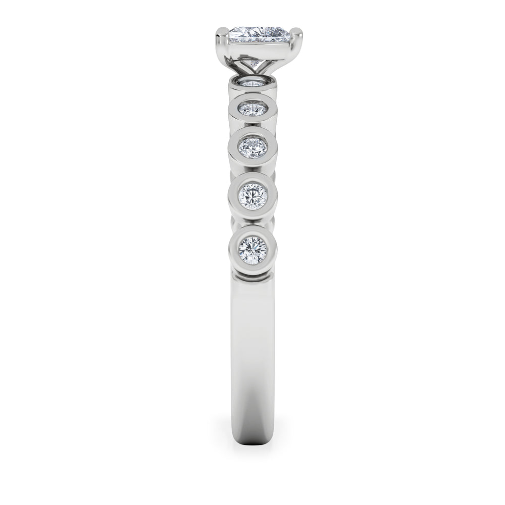 Entwine 0.30ct Heart Cut Lab Diamond Solitaire Engagement Ring with Side Stones in Sterling Silver