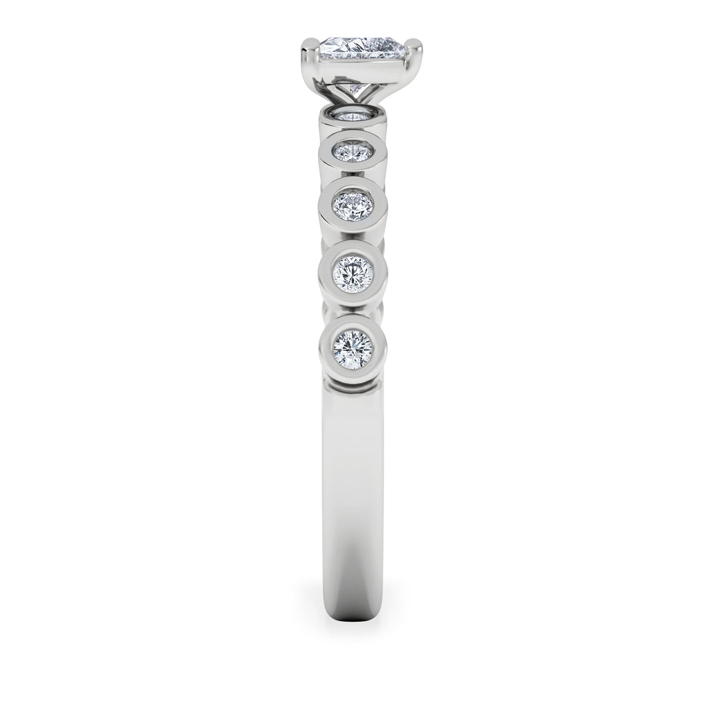 Entwine 0.30ct Heart Cut Lab Diamond Solitaire Engagement Ring with Side Stones in Sterling Silver