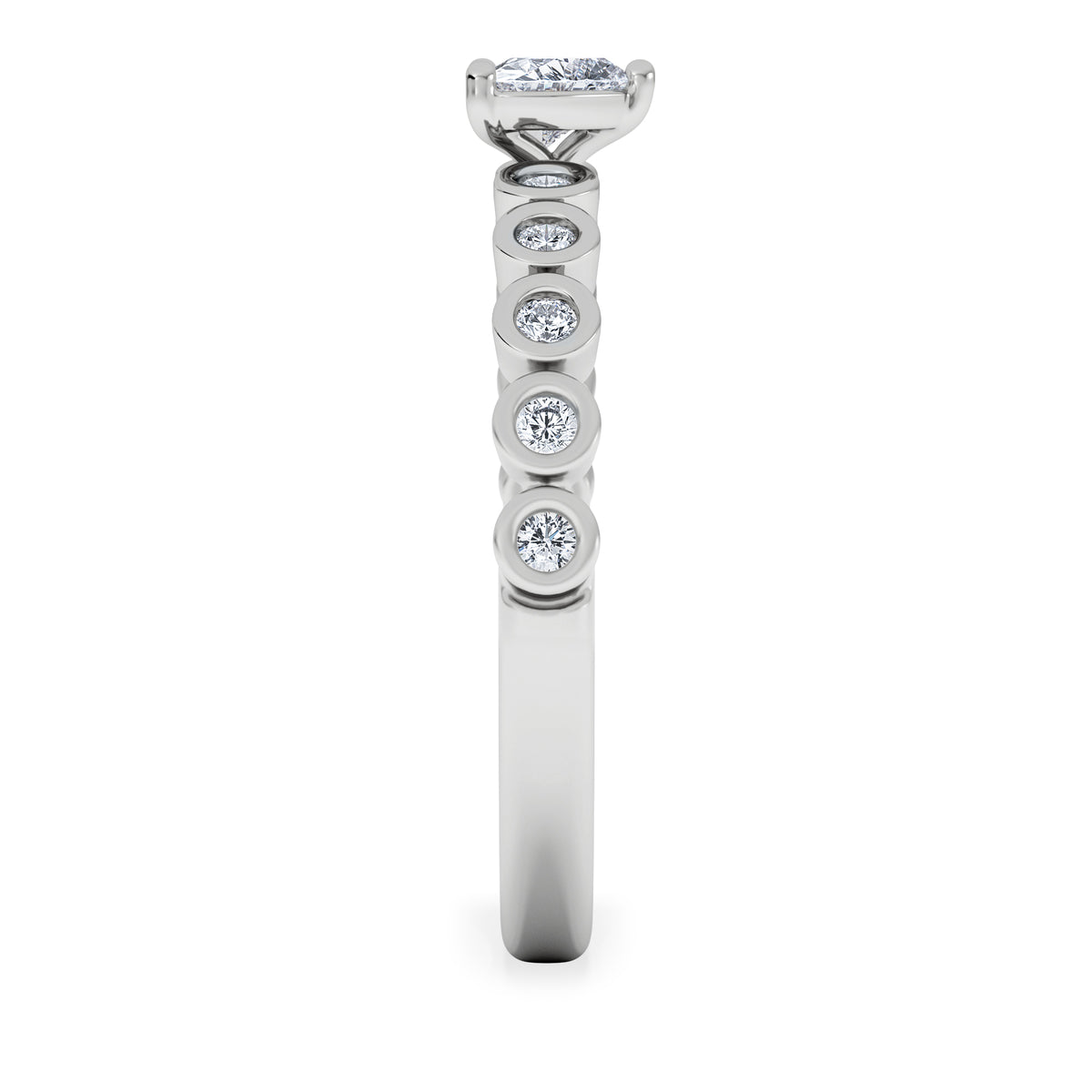 Entwine 0.30ct Heart Cut Lab Diamond Solitaire Engagement Ring with Side Stones in Sterling Silver