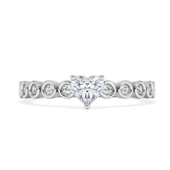 Entwine 0.30ct Heart Cut Lab Diamond Solitaire Engagement Ring with Side Stones in Sterling Silver