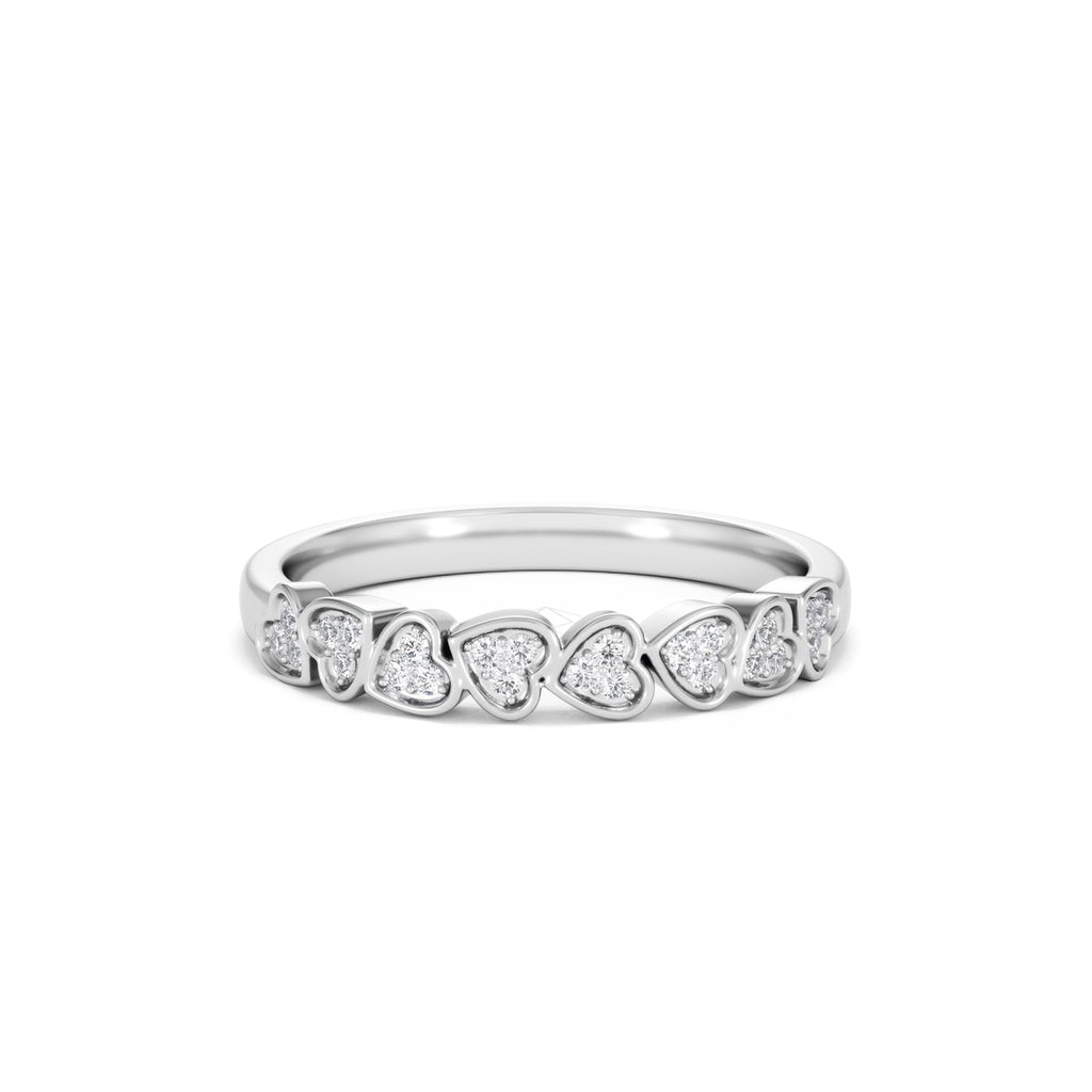 Heart Half Eternity Ring Lab Diamond 0.11ct in 18K Gold Vermeil