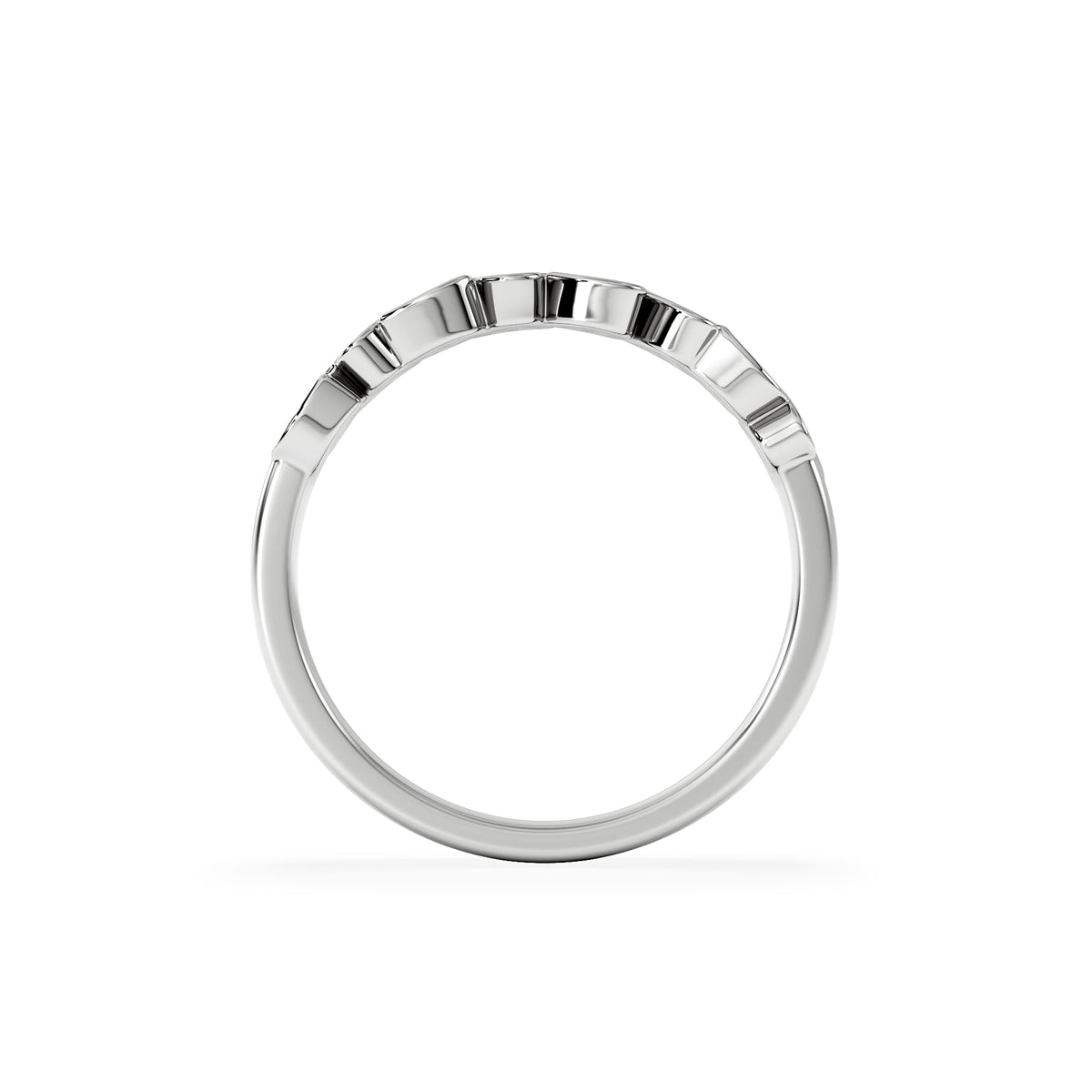 Heart Half Eternity Ring Lab Diamond 0.11ct in 925 SIlver