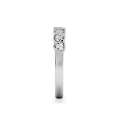 Heart Half Eternity Ring Lab Diamond 0.11ct in 925 SIlver