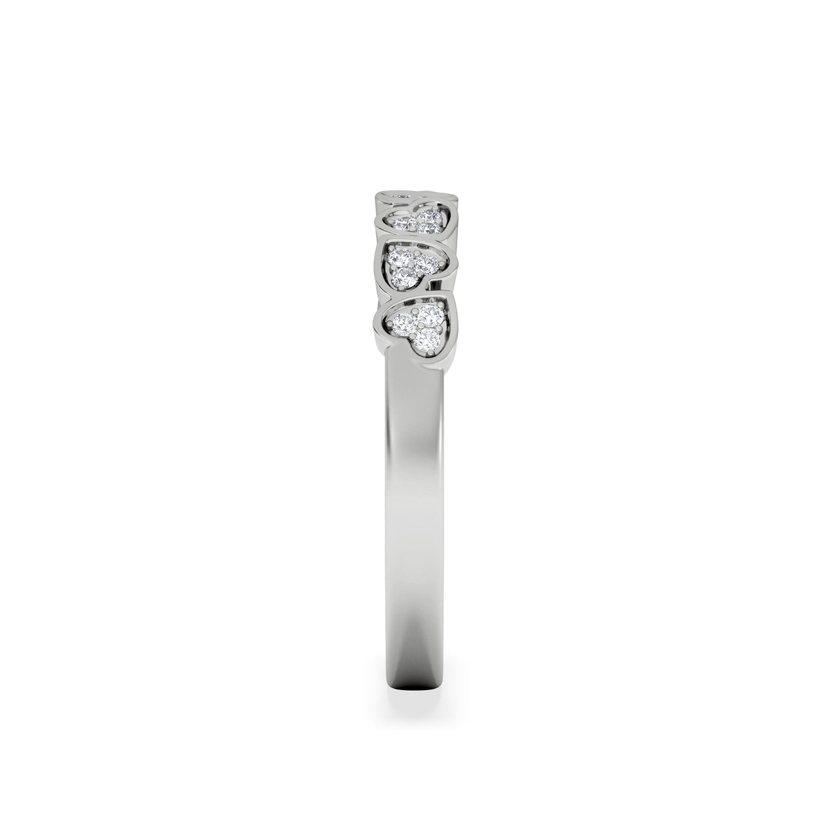Heart Half Eternity Ring Lab Diamond 0.11ct in 925 SIlver