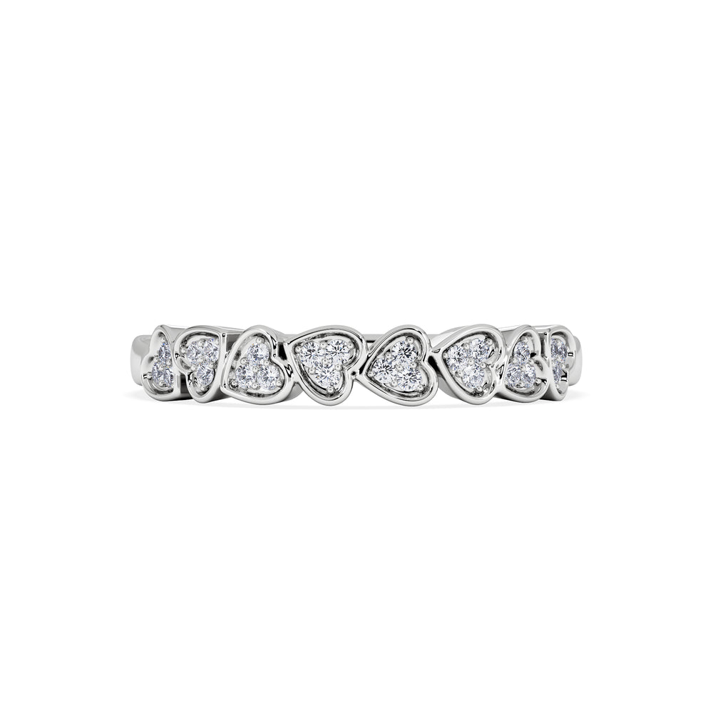 Heart Half Eternity Ring Lab Diamond 0.11ct in 925 SIlver
