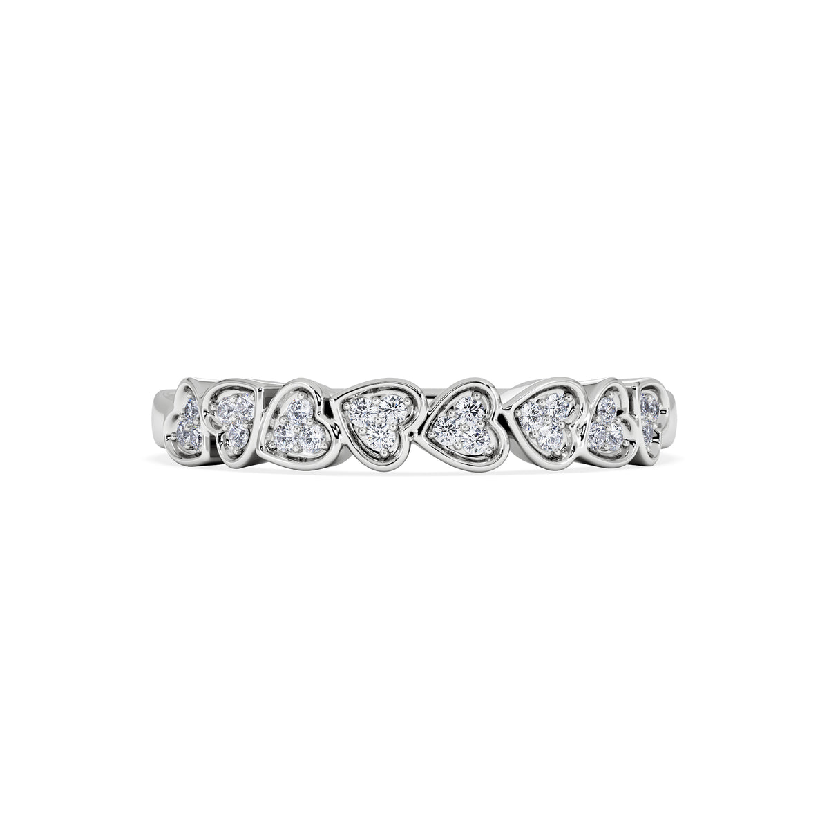 Heart Half Eternity Ring Lab Diamond 0.11ct in 925 SIlver