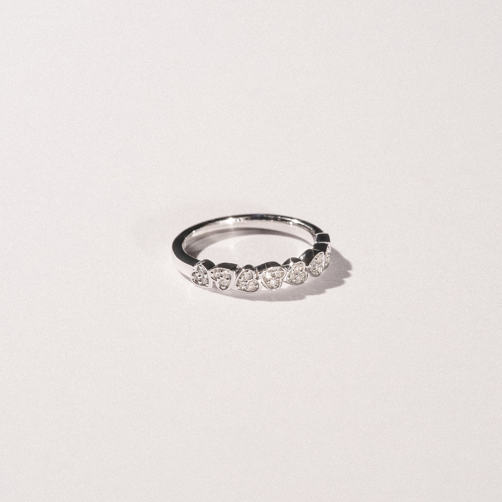 Heart Half Eternity Ring Lab Diamond 0.11ct in 925 SIlver