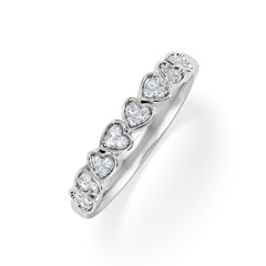 Heart Half Eternity Ring Lab Diamond 0.11ct in 925 SIlver