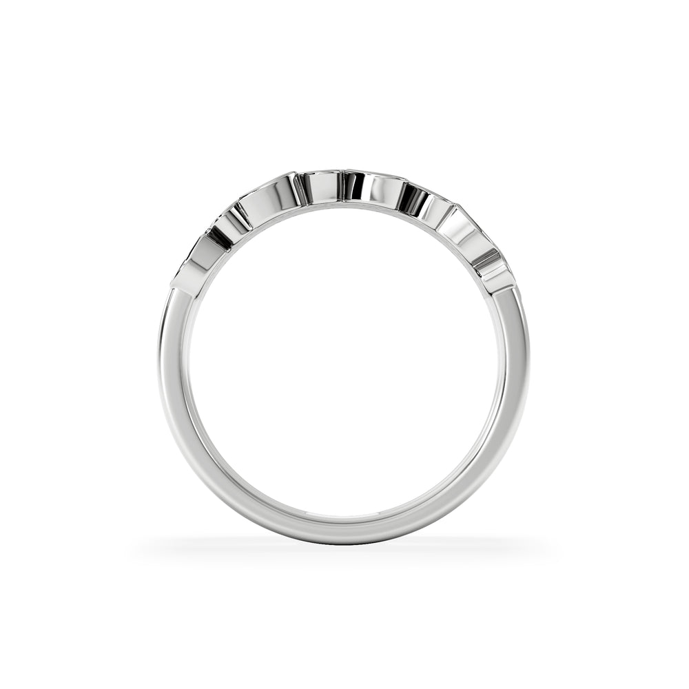 Double Heart Band Stacking Ring Lab Diamond 0.20ct in 925 Silver