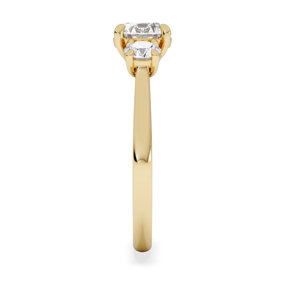 Evoke 1.00ct Round Cut Lab Diamond 3 Stone Ring in 9K Yellow Gold
