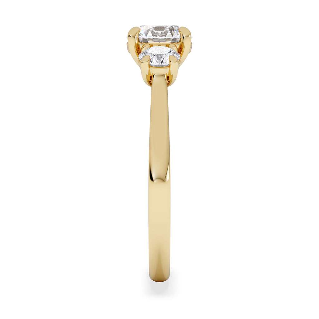 Evoke 1.00ct Round Cut Lab Diamond 3 Stone Ring in 9K Yellow Gold