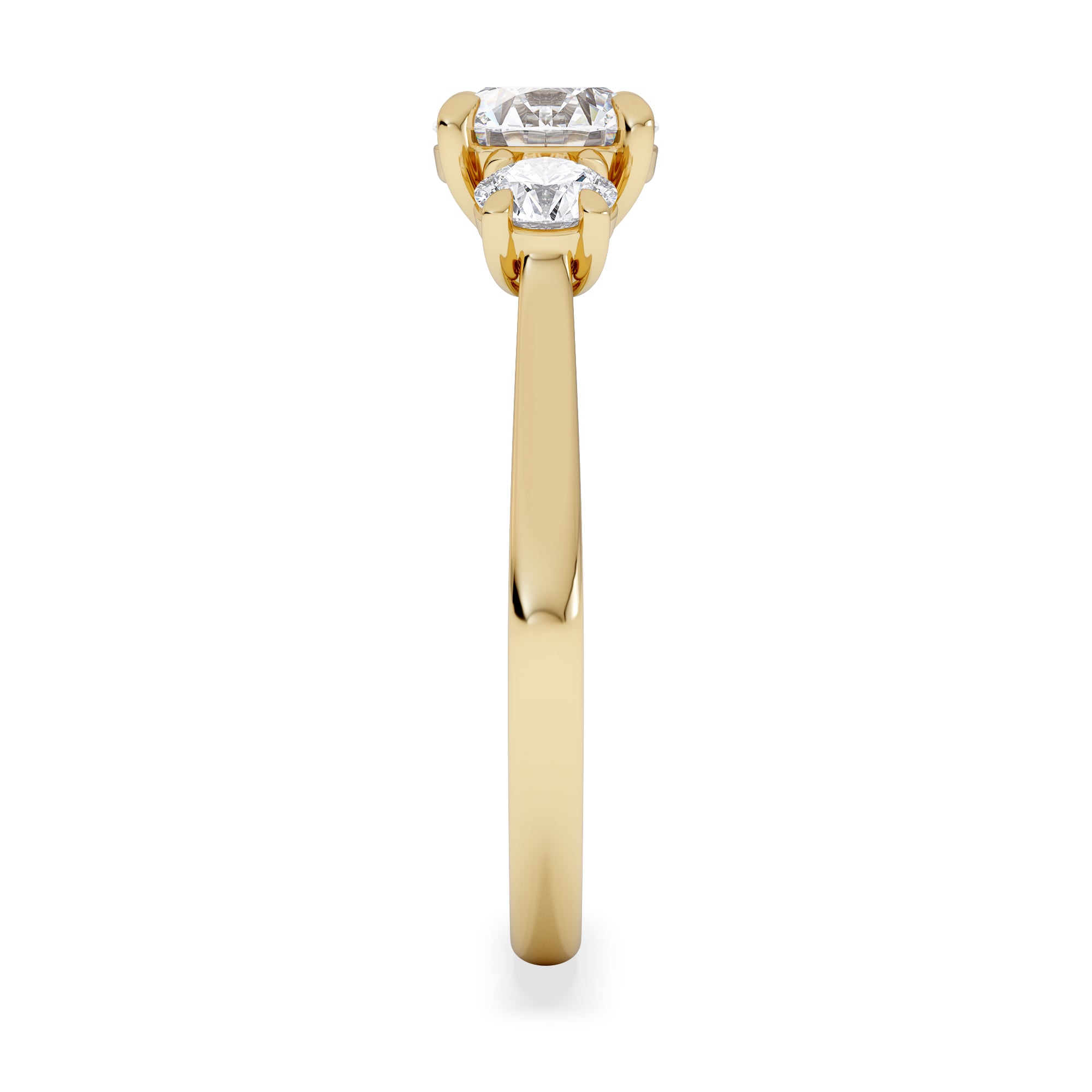 Evoke 1.00ct Round Cut Lab Diamond 3 Stone Ring in 9K Yellow Gold