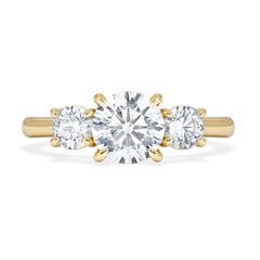 Evoke 1.00ct Round Cut Lab Diamond 3 Stone Ring in 9K Yellow Gold