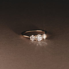 Evoke 1.00ct Round Cut Lab Diamond 3 Stone Ring in 9K Yellow Gold