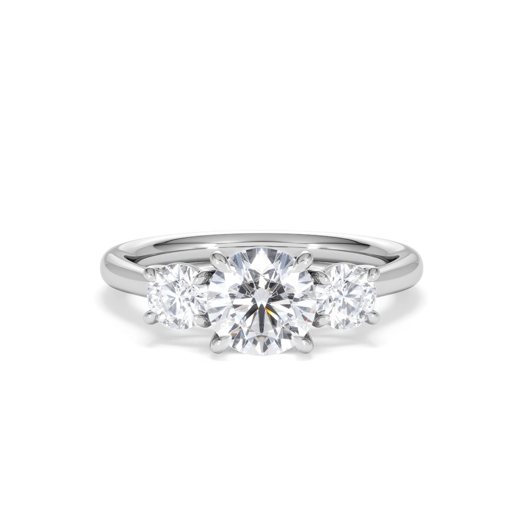 Evoke 1.00ct Round Cut Lab Diamond 3 Stone Ring in 9K White Gold
