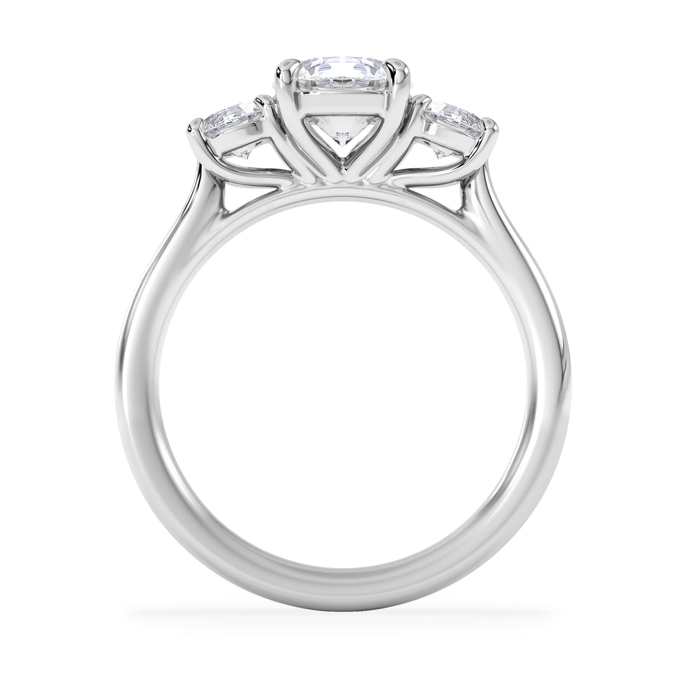 Evoke 1.00ct Round Cut Lab Diamond 3 Stone Ring in 9K White Gold