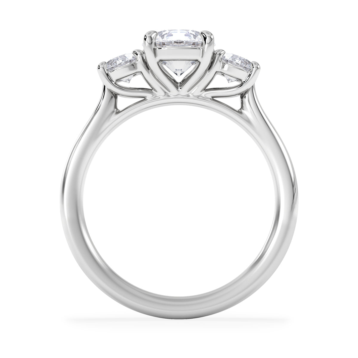 Evoke 1.00ct Round Cut Lab Diamond 3 Stone Ring in 9K White Gold