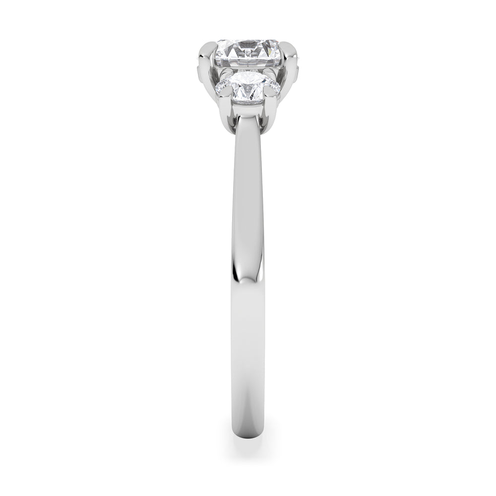 Evoke 1.00ct Round Cut Lab Diamond 3 Stone Ring in 9K White Gold