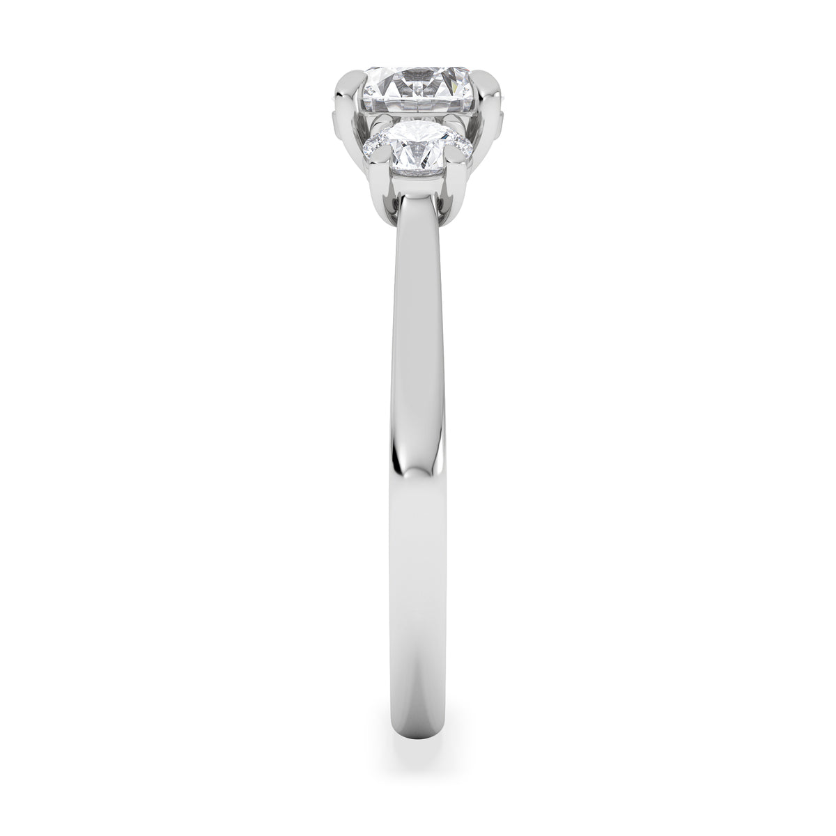 Evoke 1.00ct Round Cut Lab Diamond 3 Stone Ring in 9K White Gold