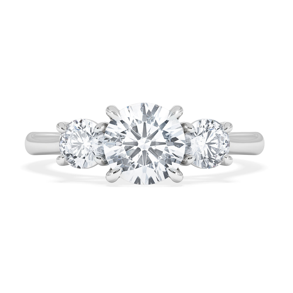 Evoke 1.00ct Round Cut Lab Diamond 3 Stone Ring in 9K White Gold