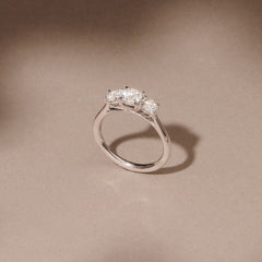 Evoke 1.00ct Round Cut Lab Diamond 3 Stone Ring in 9K White Gold