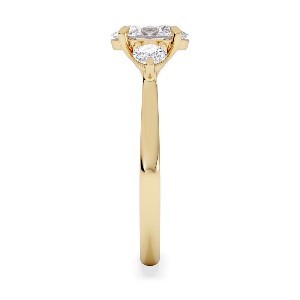 Evoke 1.00ct Oval Cut Lab Diamond 3 Stone Ring in 9K Yellow Gold