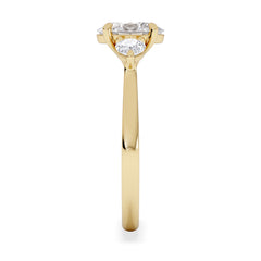 Evoke 1.00ct Oval Cut Lab Diamond 3 Stone Ring in 9K Yellow Gold