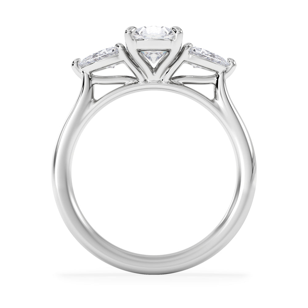 Evoke 1.00ct Oval Cut Lab Diamond 3 Stone Ring in 9K White Gold
