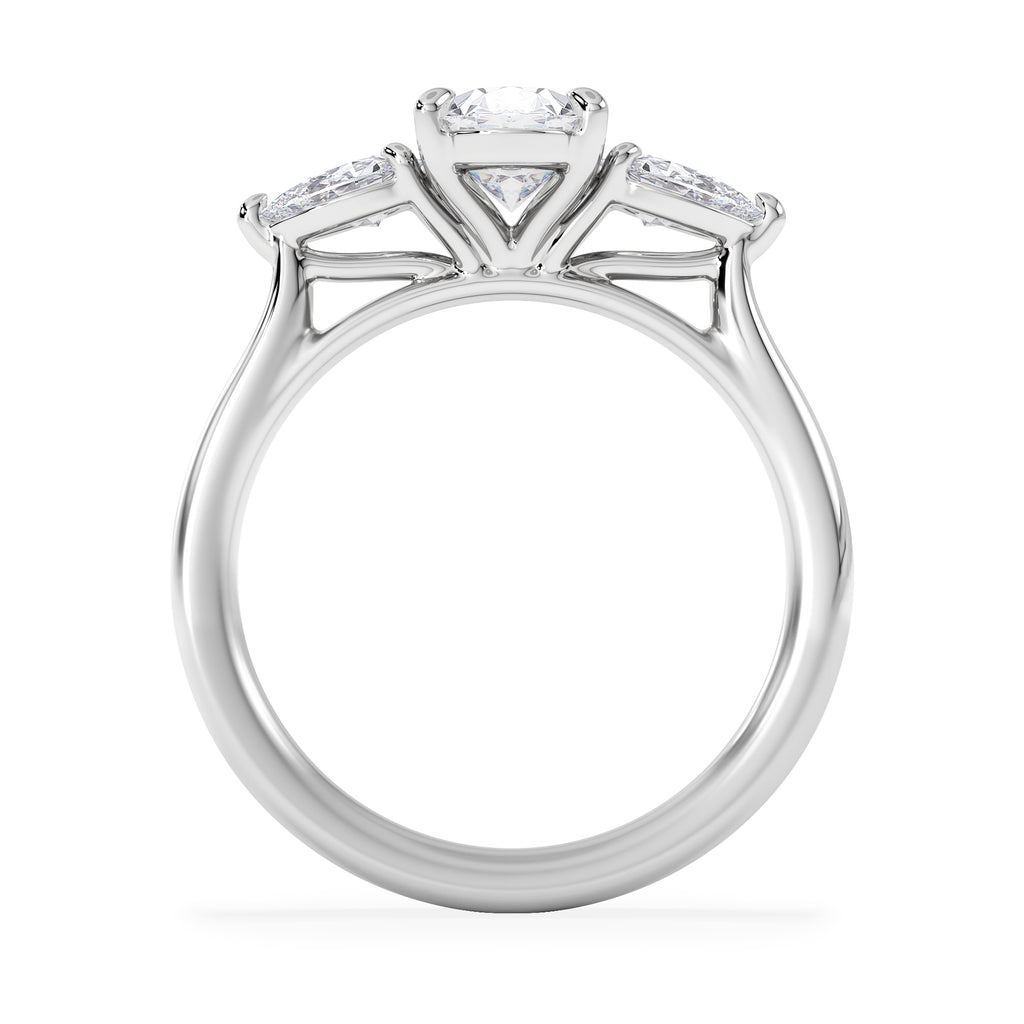 Evoke 1.00ct Oval Cut Lab Diamond 3 Stone Ring in 9K White Gold