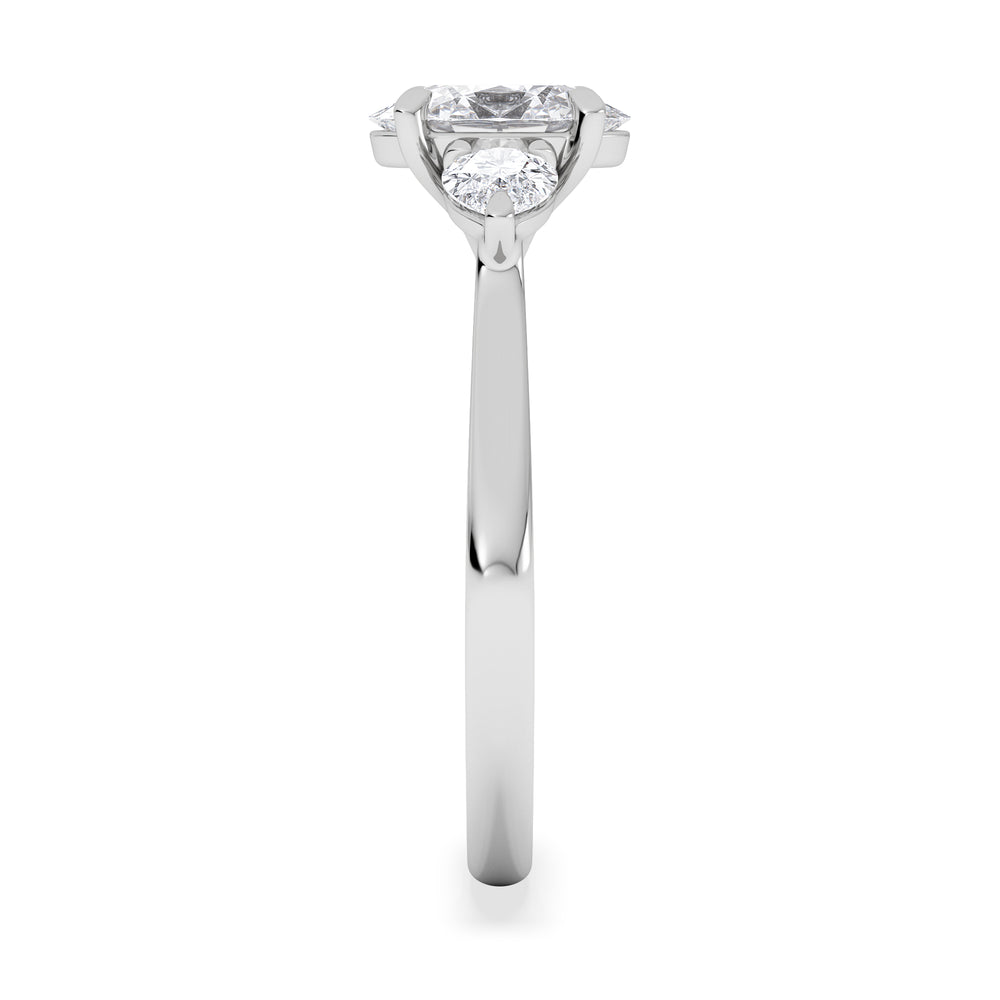 Evoke 1.00ct Oval Cut Lab Diamond 3 Stone Ring in 9K White Gold
