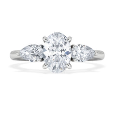 Evoke 1.00ct Oval Cut Lab Diamond 3 Stone Ring in 9K White Gold