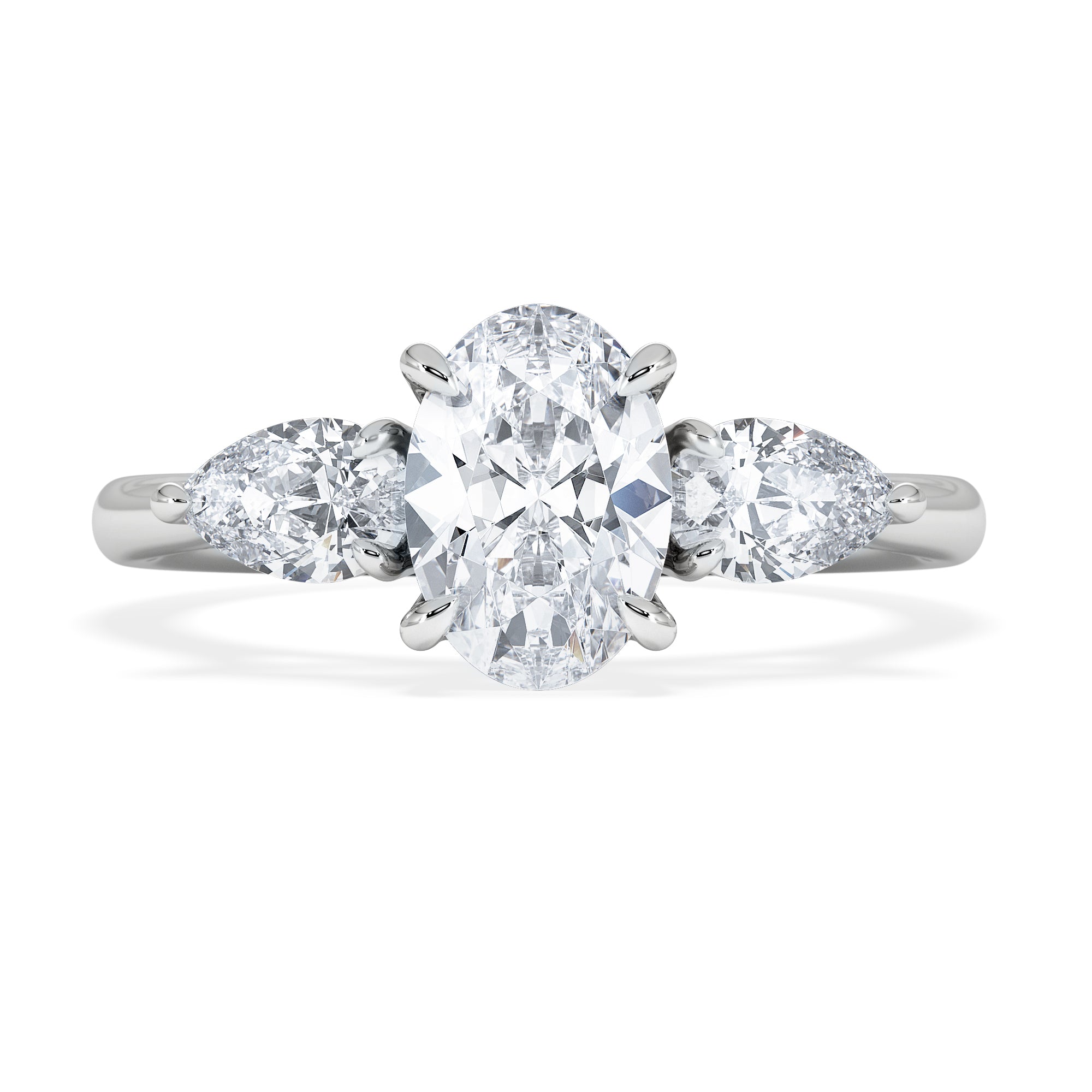 Evoke 1.00ct Oval Cut Lab Diamond 3 Stone Ring in 9K White Gold