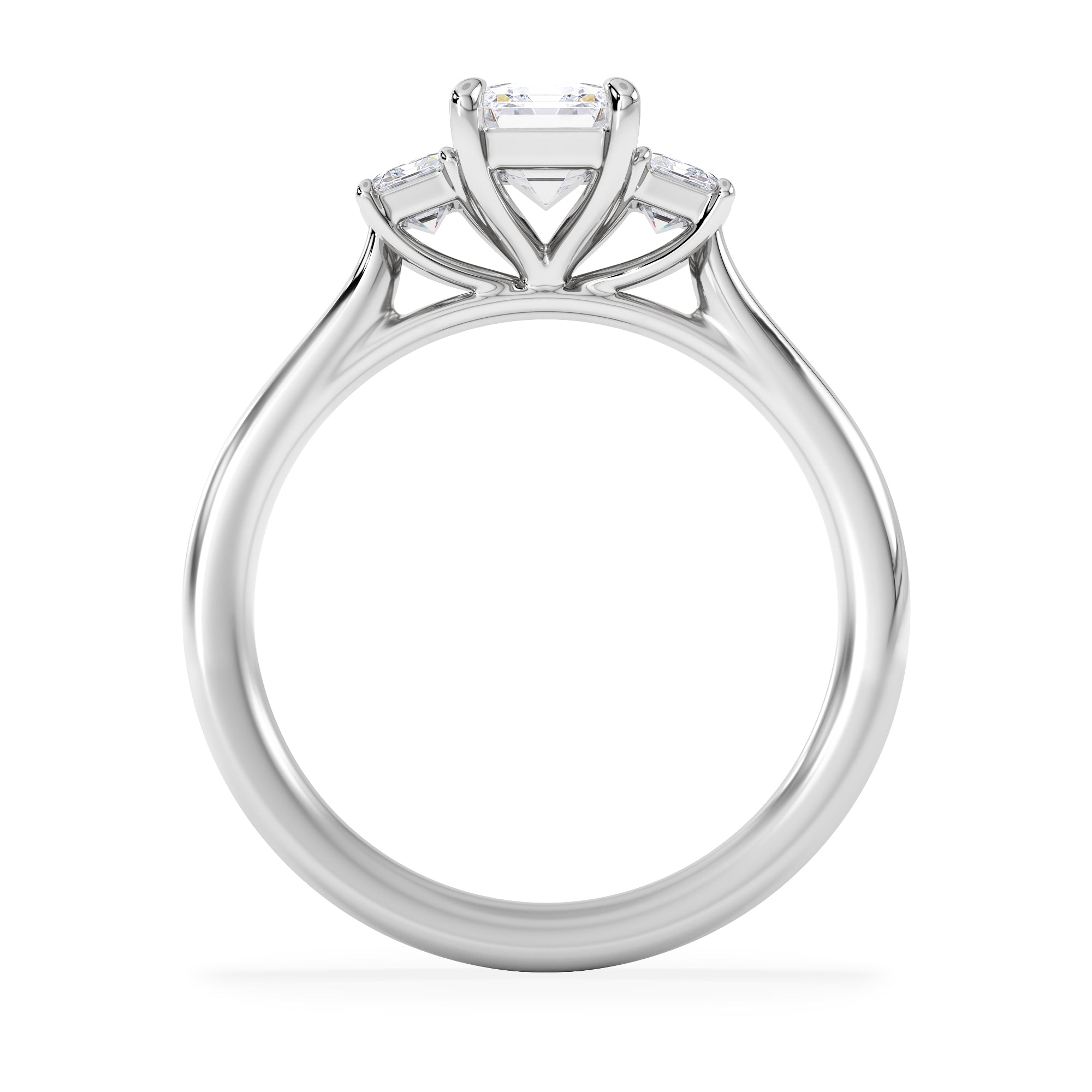 Evoke 1.00ct Emerald Cut Lab Diamond 3 Stone Ring in 9K White Gold