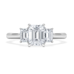 Evoke 1.00ct Emerald Cut Lab Diamond 3 Stone Ring in 9K White Gold