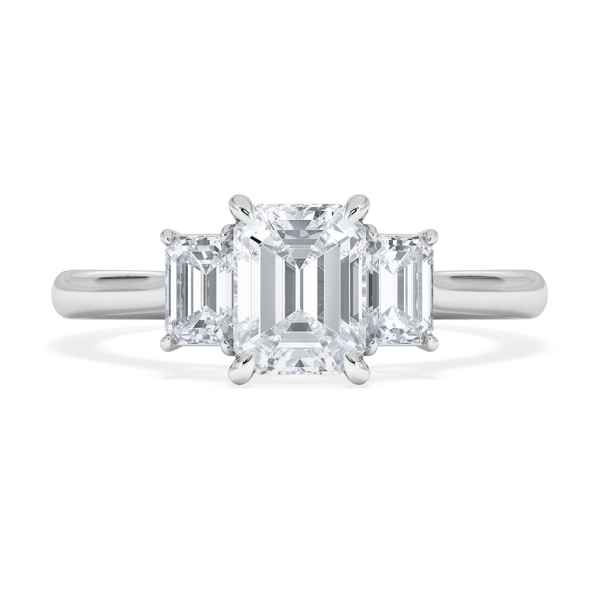 Evoke 1.00ct Emerald Cut Lab Diamond 3 Stone Ring in 9K White Gold