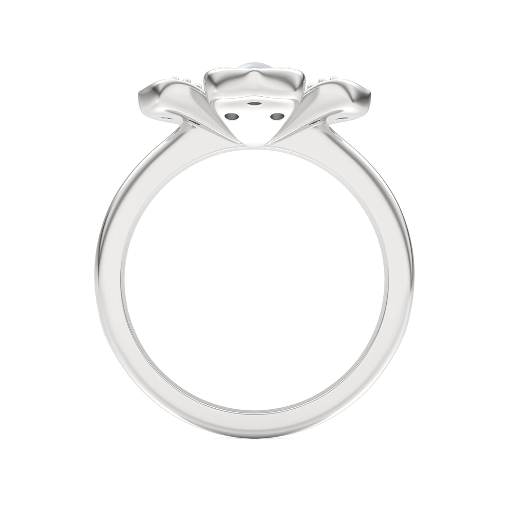 Eden 3mm Round Pearl and Lab Diamond Floral Ring in Sterling Silver