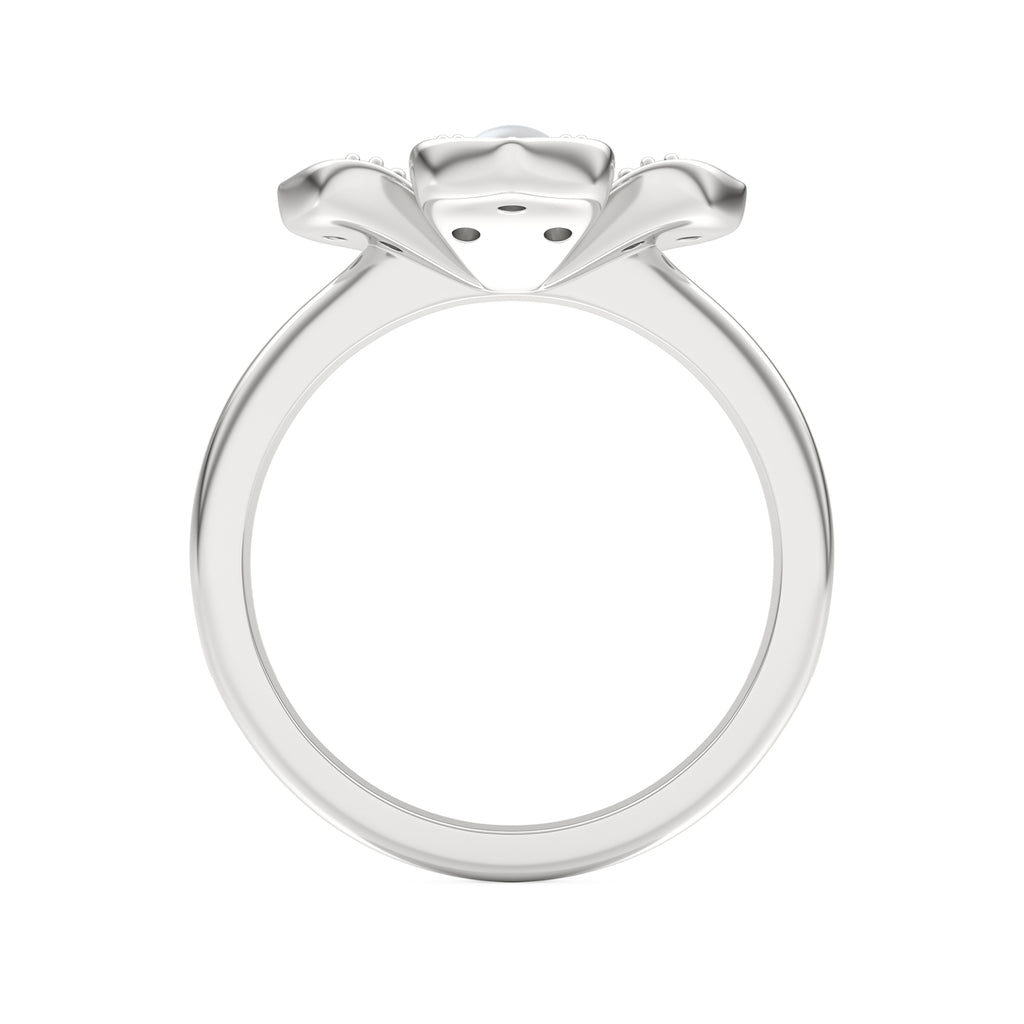 Eden 3mm Round Pearl and Lab Diamond Floral Ring in Sterling Silver
