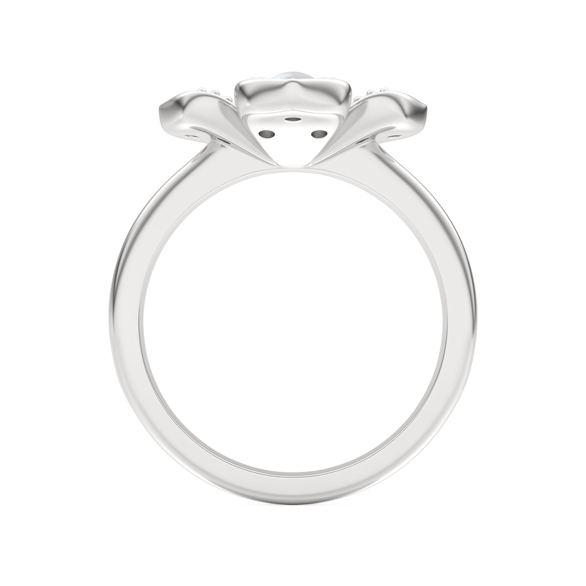 Eden 3mm Round Pearl and Lab Diamond Floral Ring in Sterling Silver