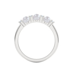 Eden 4mm Round Pearl and Lab Diamond 3 Stone Ring in Sterling Silver