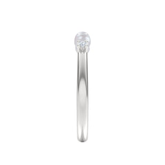 Eden 4mm Round Pearl and Lab Diamond 3 Stone Ring in Sterling Silver