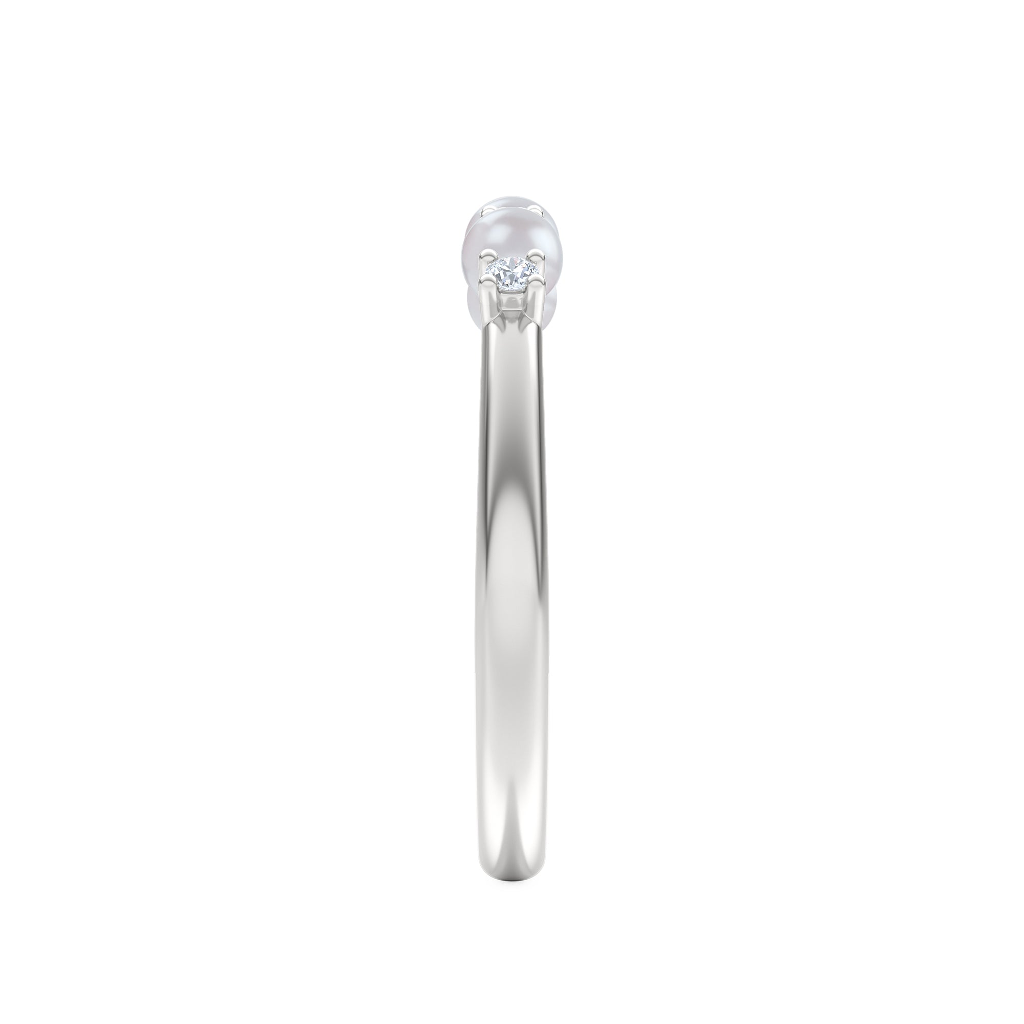Eden 4mm Round Pearl and Lab Diamond 3 Stone Ring in Sterling Silver