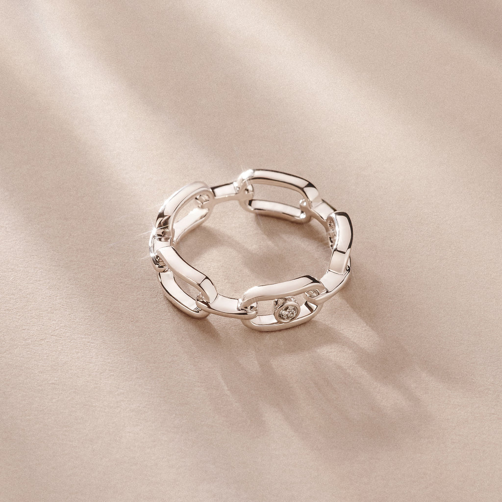 Bound Lab Diamond Link Ring 0.041ct Round Cut in Sterling Silver
