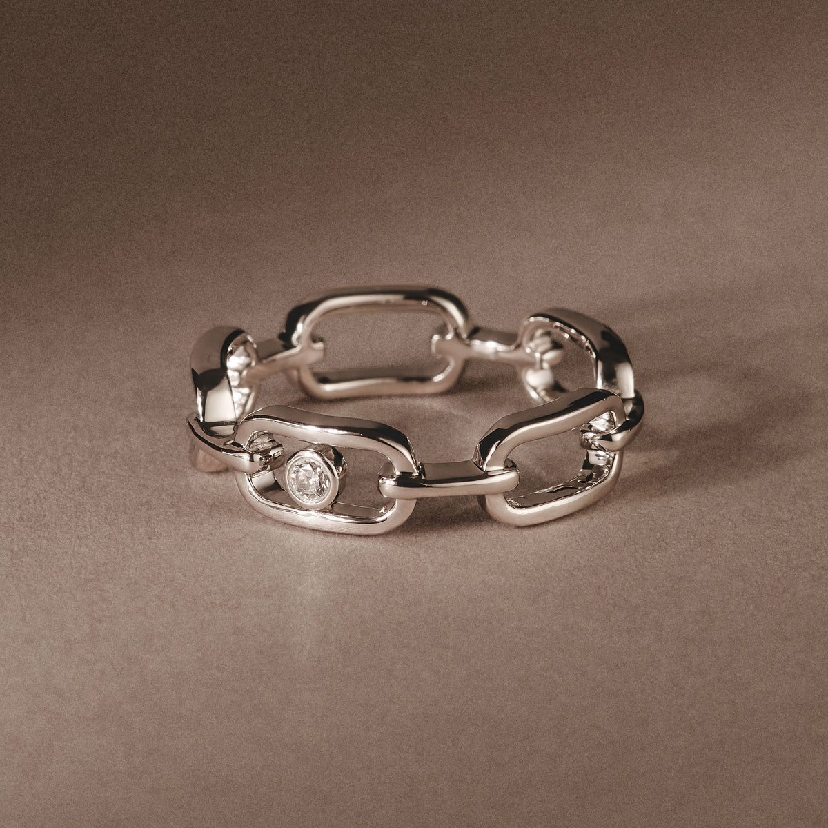 Bound Lab Diamond Link Ring 0.041ct Round Cut in Sterling Silver