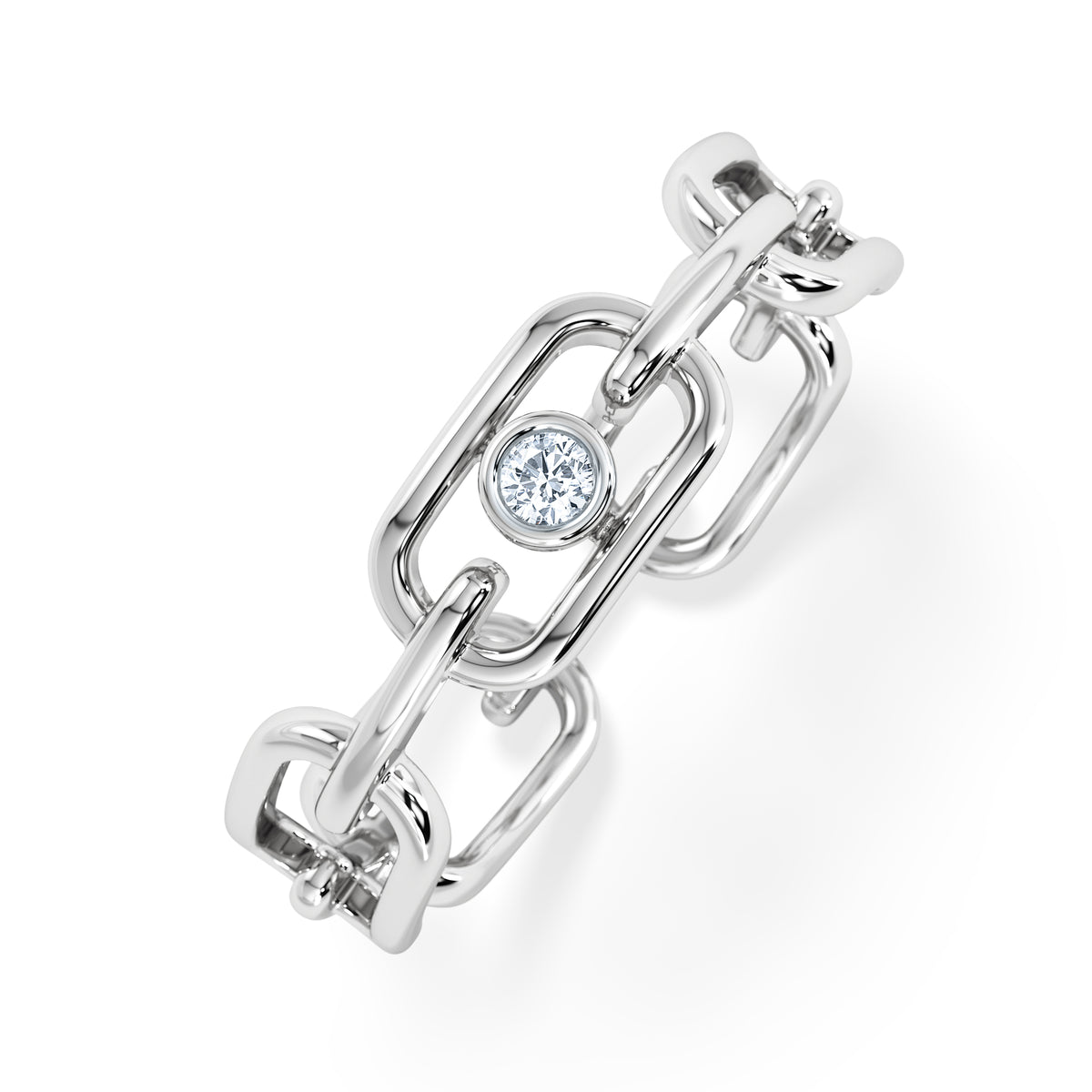 Bound Lab Diamond Link Ring 0.041ct Round Cut in Sterling Silver