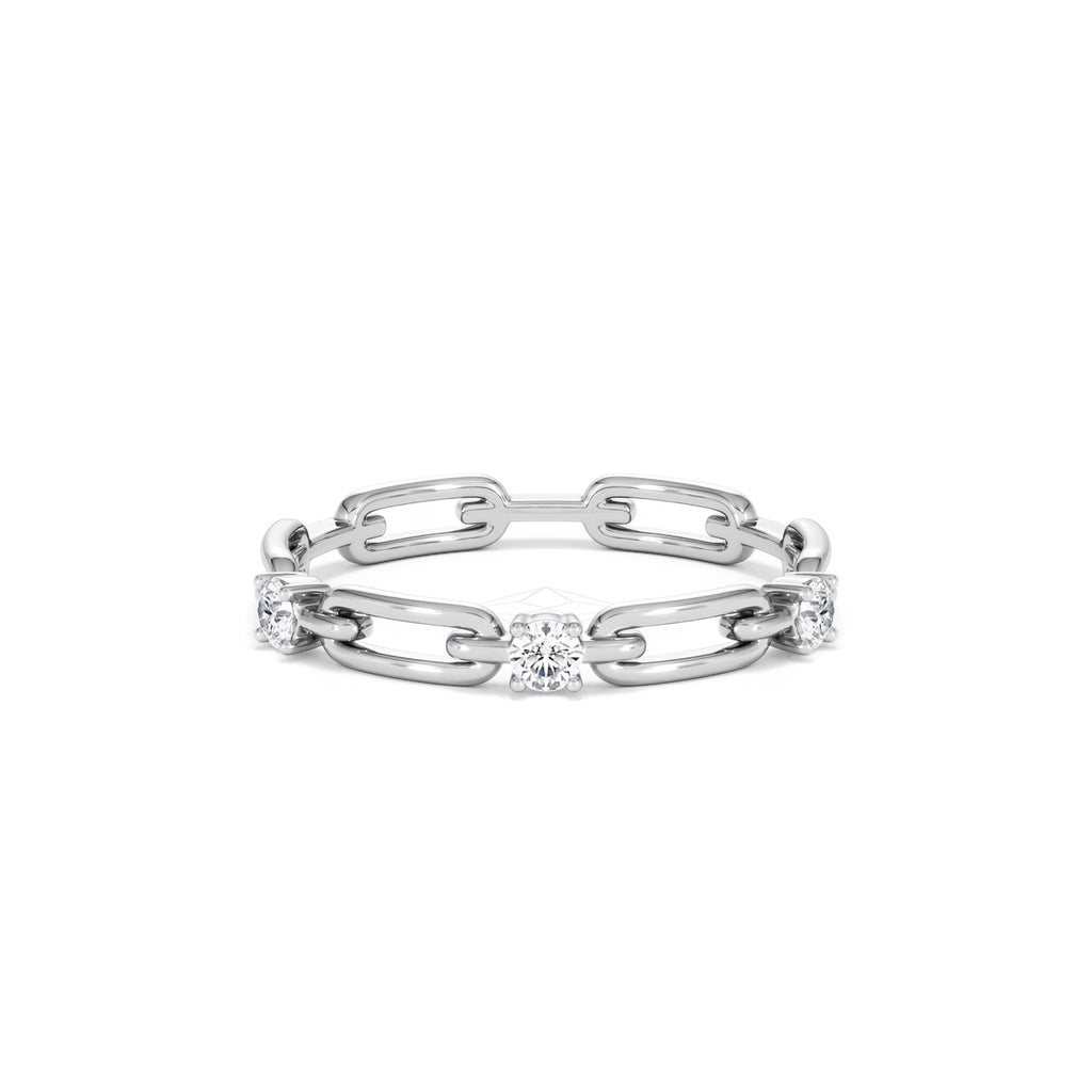 Bound Lab Diamond Link Ring 0.125ct Round Cut in Sterling Silver