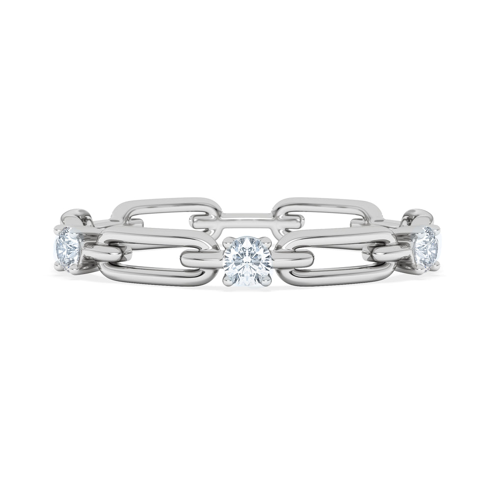 Bound Lab Diamond Link Ring 0.125ct Round Cut in Sterling Silver