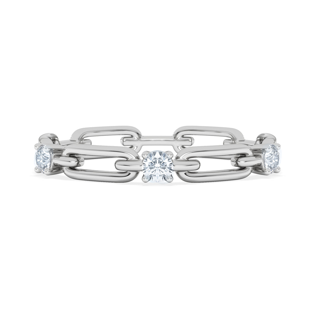 Bound Lab Diamond Link Ring 0.125ct Round Cut in Sterling Silver
