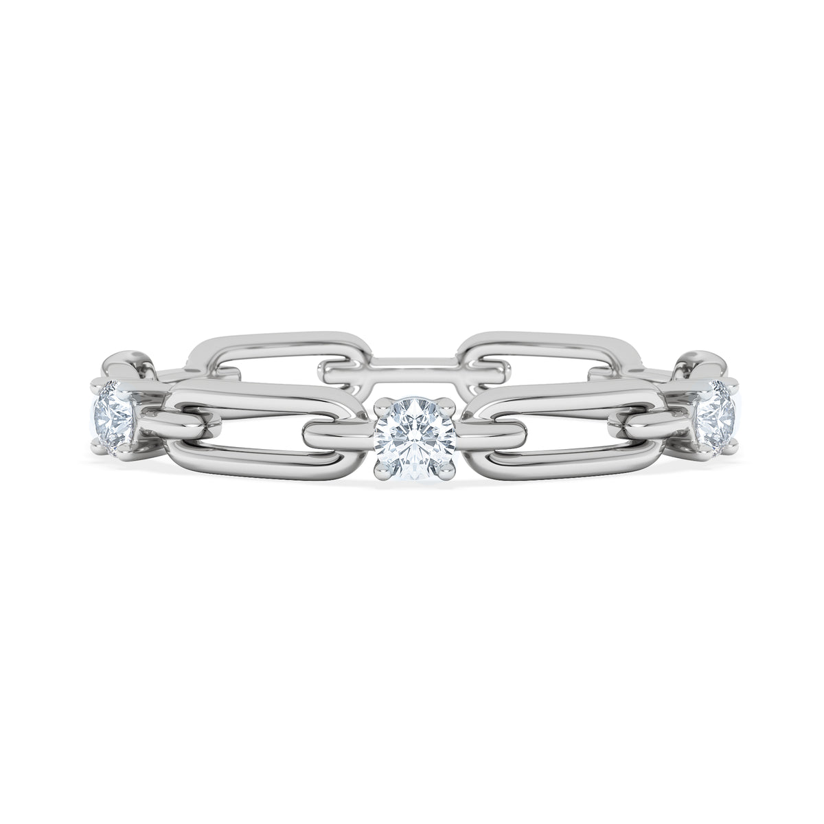 Bound Lab Diamond Link Ring 0.125ct Round Cut in Sterling Silver