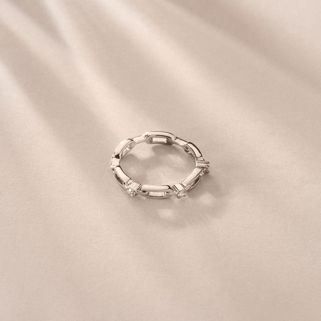Bound Lab Diamond Link Ring 0.125ct Round Cut in Sterling Silver