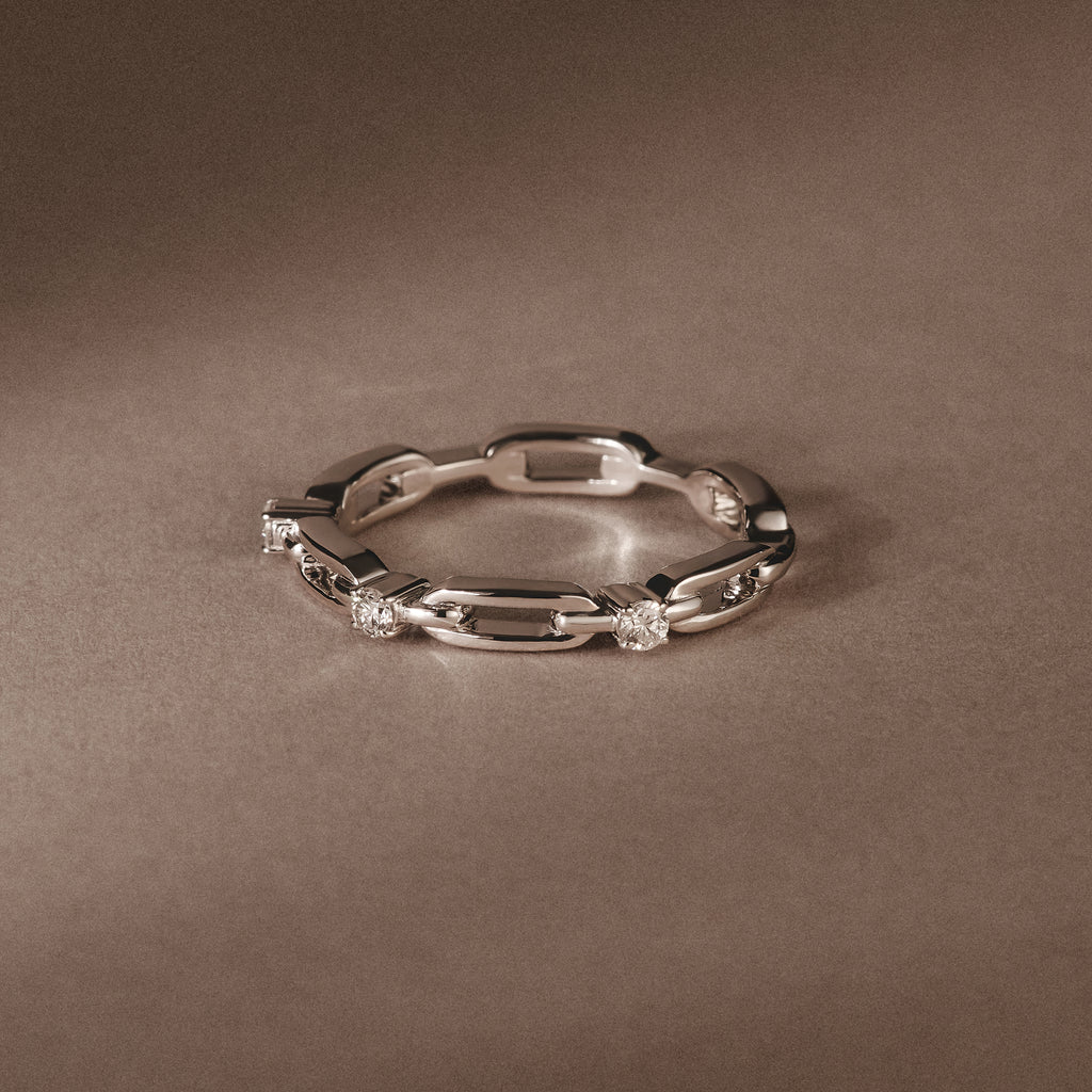 Bound Lab Diamond Link Ring 0.125ct Round Cut in Sterling Silver
